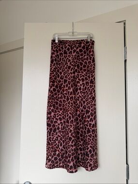 The Fifth Label Pink and Brown Leopard Maxi Skirt